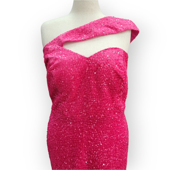 Hot Pink Evening Gown Size 24 - Picture 8 of 11